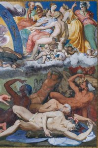 Zeus schlägt die rebellierenden Riesen (der Fall der Riesen) in der Halle des Jupiter von Perino del Vaga