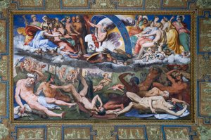 Zeus schlägt die rebellierenden Riesen (der Fall der Riesen) in der Halle des Jupiter