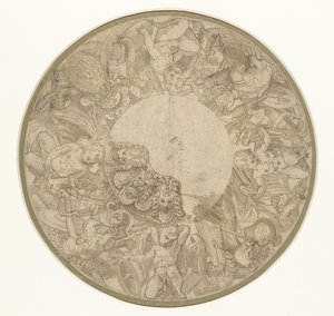Entwurf für den Fuß einer runden Prunkschale von Perino del Vaga (attributed to)