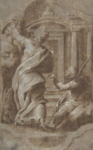 Heilige Peter und Johannes heilen einen Krüppel am Tempeltor von Perino del Vaga