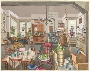 Halbländliche Küche und Esszimmer, 1910 von Perkins Harnly
