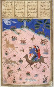 Bahram Gur jagt mit Azada, Illustration aus dem Shahnama (Buch der Könige) von Abul-Qasim Manur Firdawsi (ca. 934-ca. 1020) ca. 1440-45