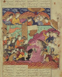 Schlacht zwischen Feradin und Zahaki, Illustration aus dem Shahnama (Buch der Könige) von Abul-Qasim Manur Firdawsi