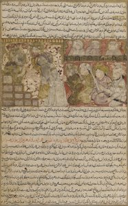 Folio aus Tarikhnama (Buch der Geschichte) von Balami: Die Wahl von Othman zum Kalifen von Medina, ca. 1300