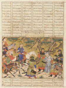 Seite aus einem Schahname (Buch der Könige) von Firdawsi; verso: Ardashir erobert Ardavan, Täbris, Iran, Il-Khanid-Periode, ca. 1330-40 von Persian School