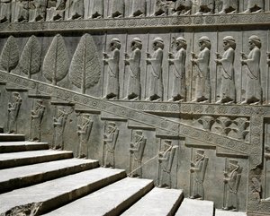 Wachen von Susa und Persien. Reliefs der östlichen Treppe der Apadana, 6. Jahrhundert v. Chr.