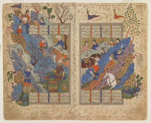 Gudarz tötet Piran auf dem Berg, aus einem Shahnama