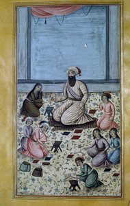 Koranschule (Grundschule) im Persien des 19. Jahrhunderts. Persische Miniatur von Persian School