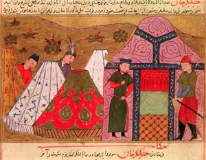 Ms.Sup.Pers.1113. fol. 66v Das Lager von Dschingis Khan (ca. 1162-1227) aus einem Buch von Rashid al-Din (1247-1318) von Persian School