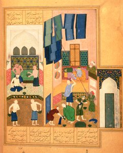 Harun al-Rashid und der Barbier in einem türkischen Bad von Persian School