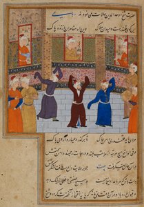 Muhammad Tabadkani (gest. 1486) tanzt mit Derwischen, Illustration aus 