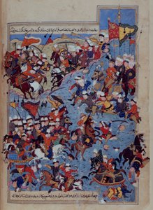 Or 5736 fol.122v Schlacht zwischen Timur (1336-1405) und Tuqtamish Khan im Jahr 1395, aus dem 