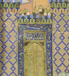 (Detail) Isfandiyar tötet Arjasp in der Bronzenen Festung, Illustration aus dem Shahnama (Buch der Könige), von Abul-Qasim Mansur Firdawsi (ca. 934-ca. 1020), 1444 von Persian School