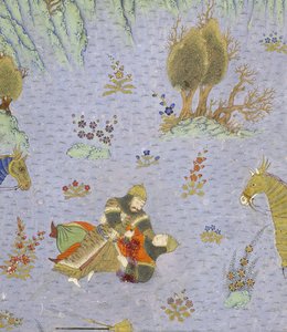 (Detail) Suhrab wird von Rustam getötet, Illustration aus dem Shahnama (Buch der Könige), von Abul-Qasim Mansur Firdawsi (ca. 934-ca. 1020), 1444 von Persian School
