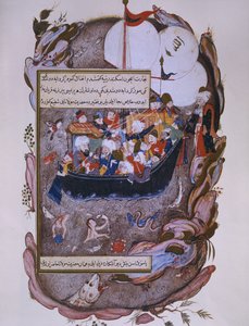 Rumi rettet ein Schiff während eines Sturms, späte 16. Jahrhundert