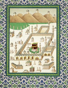 Schematische Ansicht von Mekka, die Quabah zeigend, aus einem Buch über persische Keramik