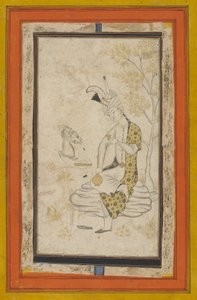 Shah Tahmasp I auf einem Felsen sitzend, Safawiden-Dynastie von Persian School