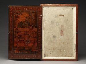 Werkzeugkasten, der die Heilige Familie darstellt, ca. 1830 (Mischtechnik) von Persian School