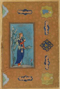 Frau mit einem Blumenstrauß, Safawiden-Periode, ca. 1575
