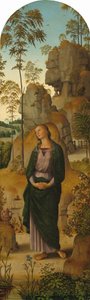 Die Kreuzigung mit der Jungfrau, dem Heiligen Johannes, dem Heiligen Hieronymus und der Heiligen Maria Magdalena, ca. 1482-1485 von Perugino