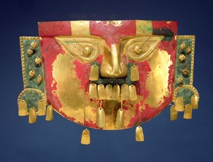 Inka-Maske (Gold mit roter und grüner Farbe)