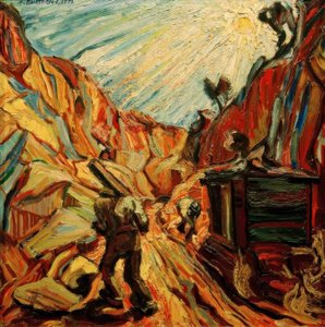 Arbeiter im Steinbruch von Peter August Böckstiegel