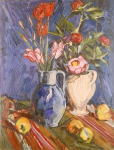 Blumenstillleben mit Äpfeln