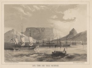Kapstadt und Tafelberg, Lithographie von Sarony und Co.