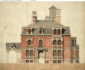 Eliphalet W. Blatchford Haus, Chicago, Illinois, LaSalle Street Fassade und Teilansicht von Peter Bonnett Wight