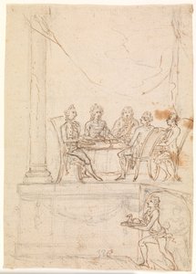 Die königliche Familie bei einem Bankett im Hirschholm Schloss am 29. September 1771 von Peter Cramer