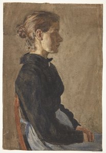 Porträt der Malerin Christine Swane, geb. Larsen, als junge Frau von Peter Hansen