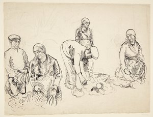 Rübenpflücker. Studienblatt von Peter Hansen