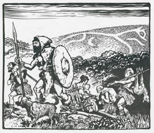 Alte Briten schreiten den Ridgeway entlang – das weiße Pferd könnte von ihnen gemacht worden sein von Peter Jackson