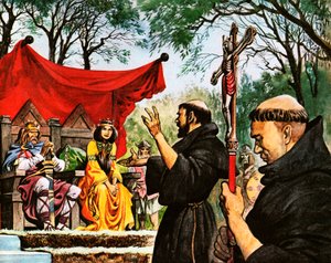 Augustinus predigt König Ethelbert von Peter Jackson