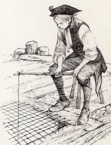 Junge beim Angeln an der Kapelle des Heiligen Thomas auf der alten London Bridge von Peter Jackson