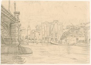 Ausgebrannte Lagerhäuser bei der Blackfriars-Brücke, 1941 von Peter Jackson