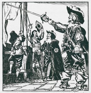 König Karl I. erhebt seine Standarte in Nottingham 1642, Beginn des Bürgerkriegs von Peter Jackson