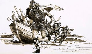 König Vortigern brachte zwei barbarische Häuptlinge - Hengest und Horsa - nach Britannien