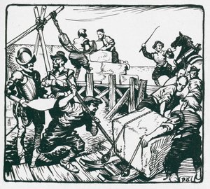 Verstärkung der Mauern des Hafens von Tenby gegen die drohende Invasion der spanischen Armada von Peter Jackson