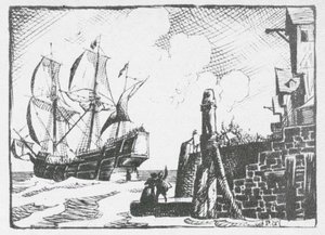 Die Mayflower verlässt Southampton im Jahr 1620
