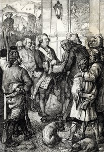 Französische Revolution: König Ludwig XVI. erhält vom Bürgermeister von Paris Jean-Sylvain Bailly die Trikolore-Kokarde