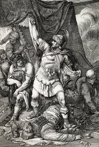 Römische Antike: „Die Eroberung Jerusalems“ Darstellung der Belagerung Jerusalems durch die Römer im Jahr 70 n. Chr., die Stadt wird von den Truppen des Kaisers Titus geplündert und der zweite Tempel von Jerusalem zerstört von Peter Johann Nepomuck Geiger