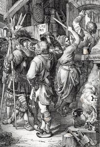 Die Flucht von Gustav I. Wasa (oder Gustav Vasa) (1496-1560) (zukünftiger König von Schweden) verkleidet als Bauer, um aus Dänemark zu fliehen von Peter Johann Nepomuck Geiger