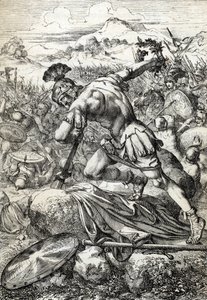 Der Selbstmord des römischen Generals Varus (Publius Quinctilius Varus) auf seinem Schwert in der Schlacht im Teutoburger Wald
