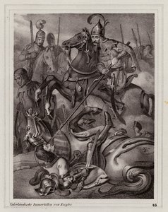 Tod von Friedrich II. von Österreich in der Schlacht an der Leitha von Peter Johann Nepomuk Geiger