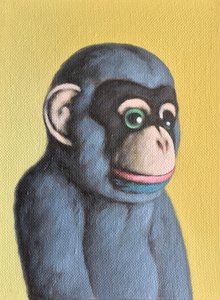 Mauve Affe auf Gelb von Peter Jones