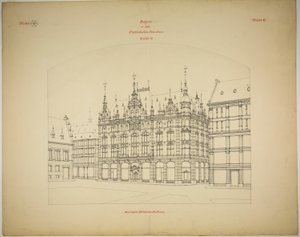 Rathskeller Neubau, Halle (Saale), Sachsen-Anhalt, Deutschland, Perspektive (unvollendet) von Peter Joseph Weber