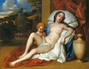 Porträt einer jungen Frau (entweder Barbara Villiers oder Nell Gwyn) und Kind als Venus und Amor