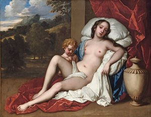 Porträt einer jungen Frau und eines Kindes als Venus und Amor