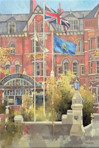 Flaggen vor dem Prince of Wales, Southport von Peter Miller